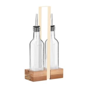 Estia Μπουκάλια Για Λάδι Και Ξύδι Γυάλινα 2x280ml Σετ Allure Με Ξύλινη Βάση 01-34061 - Image 2