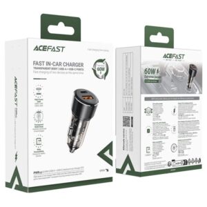 Acefast Φορτιστής Αυτοκινήτου Dual B12 USB-Α Και USB-C 60W Μαύρος 282914 - Image 3