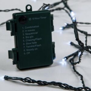 Eurolamp Σειρά 192 LED Ψυχρό Λευκό 19m Με Προγράμματα Και Timer IP44 Πράσινο Καλώδιο Μπαταρίας 600-05700