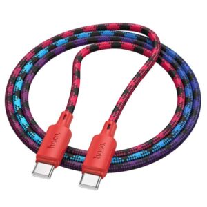 Hoco Καλώδιο Σύνδεσης Braided X116 Meridian 1m USB-C Σε USB-C 60W 3A Πολύχρωμο - Κόκκινο 650847