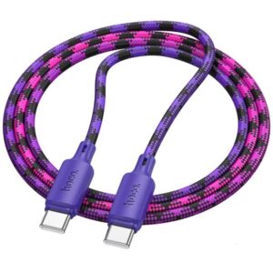 Hoco Καλώδιο Σύνδεσης Braided X116 Meridian 1m USB-C Σε USB-C 60W 3A Πολύχρωμο - Μωβ 650854