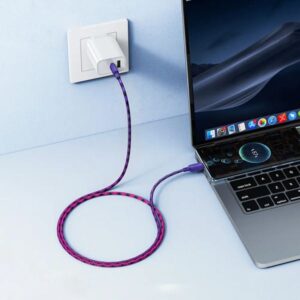 Hoco Καλώδιο Σύνδεσης Braided X116 Meridian 1m USB-C Σε USB-C 60W 3A Πολύχρωμο - Μωβ 650854 - Image 2