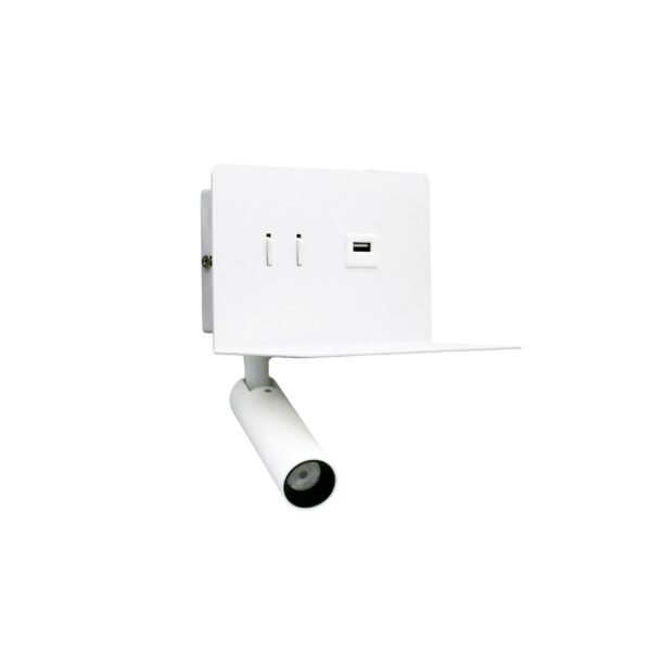 Adeleq LED ΑΠΛΙΚΑ & ΣΠΟΤ ΤΟΙΧΟΥ ΟΡΘΟΓΩΝΙΑ 6W ΛΕΥΚΗ ΜΕ ΘΥΡΑ USB 3-6620