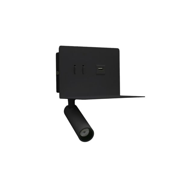 Adeleq LED ΑΠΛΙΚΑ & ΣΠΟΤ ΤΟΙΧΟΥ ΟΡΘΟΓΩΝΙΑ 6W ΜΑΥΡΗ ΜΕ ΘΥΡΑ USB 3-6621