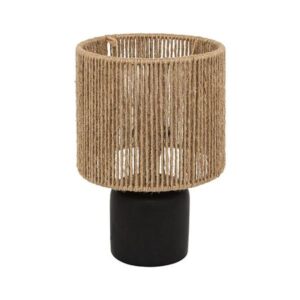 Pakoworld Επιτραπέζιο Φωτιστικό - Επιτραπέζιο Leyda Φ16x24cm Μαύρο-Φυσικό 199-000689