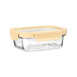 Estia Φαγητοδοχείο Από Βοριοπυριτικό Γυαλί Click And Seal 640ml 18.9x14.5x6.7cm Με Πλαστικό Καπάκι Ivory 01-26455