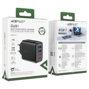 Acefast Φορτιστής Ταξιδίου A61 Με 2xUSB-C Kαι 2xUSB-A PD45W GaN Μαύρος 282754 - Image 4