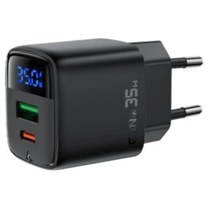 Acefast Φορτιστής Ταξιδίου A116 Fast Charging PD35W Με USB-C Kαι USB-A GaN Mε Ψηφιακή Ένδειξη Μαύρος 284468