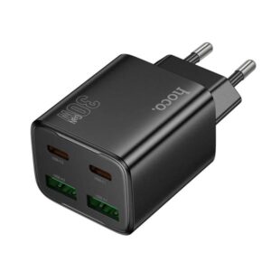 Hoco Φορτιστής Ταξιδίου N56 Fundador Με 2xUSB-C PD30W Kαι 2xUSB-A QC3.0A Μαύρος 632492