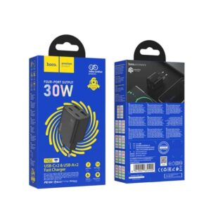 Hoco Φορτιστής Ταξιδίου N56 Fundador Με 2xUSB-C PD30W Kαι 2xUSB-A QC3.0A Μαύρος 632492 - Image 4