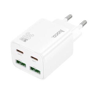 Hoco Φορτιστής Ταξιδίου N56 Fundador Με 2xUSB-C PD30W Kαι 2xUSB-A QC3.0A Λευκός 632508
