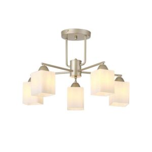 Arte Illumina Φωτιστικό Οροφής 5xE27 Φ59xY38cm Madisson Λευκό-Σαμπανιζέ Χρυσαφί 144-24012