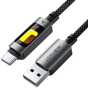 Acefast Καλώδιο Σύνδεσης C21-04 USB-A Σε USB-C 3A Με LED Φωτισμό 1.2m Braided Μαύρο 284673