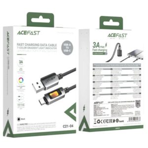 Acefast Καλώδιο Σύνδεσης C21-04 USB-A Σε USB-C 3A Με LED Φωτισμό 1.2m Braided Μαύρο 284673 - Image 2