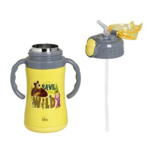 Ecolife Θερμός Παιδικός Kids Thermos Masha -Save The Wild 300ml Κίτρινο 33-BO-2123 - Image 3