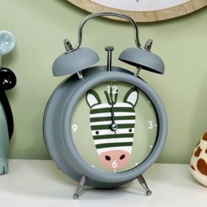 Kids Deco Επιτραπέζιο Ρολόι - Ξυπνητήρι Παιδικό 13x6.5x18cm Ζέβρα Γκρι HZ1991440 - Image 2