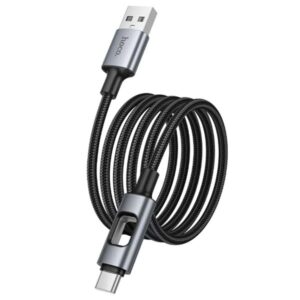 Hoco Καλώδιο Σύνδεσης U144 USB-A Σε USB-C 3A Με LED Φωτισμό 1.2m Braided Μαύρο 659581 - Image 2