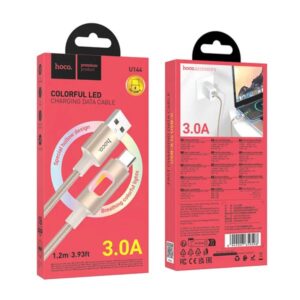 Hoco Καλώδιο Σύνδεσης U144 USB-A Σε USB-C 3A Με LED Φωτισμό 1.2m Braided Χρυσό Σαμπανιζέ 659598 - Image 3