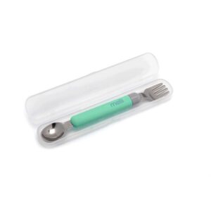 Melii Spork On The Go Κουταλοπήρουνο 2 Σε 1 Με Θήκη Γκρι-Μέντα MEL11250 - Image 4