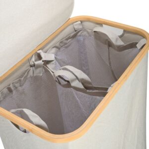 Estia Καλάθι Απλύτων Με Καπάκι Και 2 Mesh Bags 144lt 56x37xY68cm Bamboo Essentials Γκρι 02-26974 - Image 4