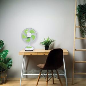 Eurolamp Ανεμιστήρας Επιτραπέζιος Φ34.5cm 10W Επαναφορτιζόμενος Με Ηλιακό Πάνελ Και Λάμπα 3W Λευκό-Πράσινο 300-20518 - Image 3
