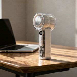 Eurolamp Ανεμιστήρας Χειρός Επαναφορτιζόμενος Με Επιφάνεια Ψύξης Φ6cm 5W Λευκό-Διάφανο 300-20556 - Image 4