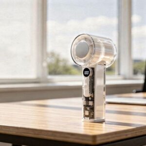 Eurolamp Ανεμιστήρας Χειρός Επαναφορτιζόμενος Με Επιφάνεια Ψύξης Φ6cm 5W Λευκό-Διάφανο 300-20556 - Image 2