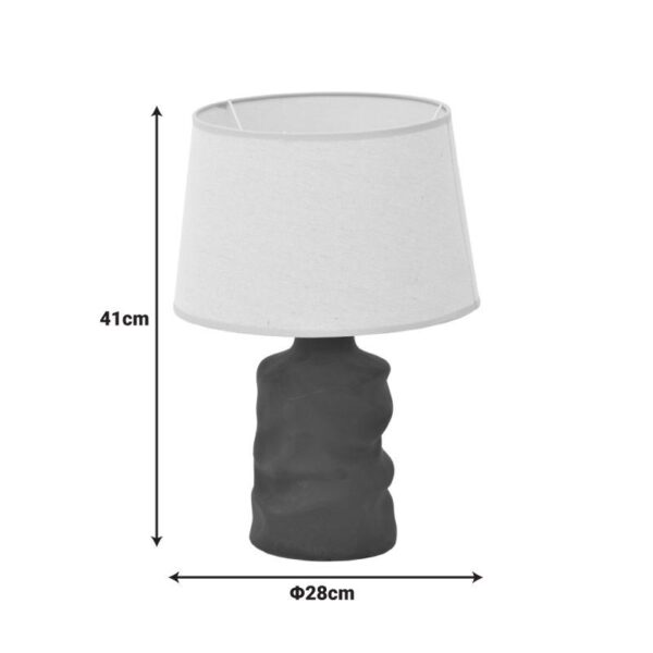 Inart Επιτραπέζιο Φωτιστικό - Πορτατίφ Wabbi 1xΕ27 Φ28x41cm Κεραμικό Γκρι Antique - Μπεζ 387-000018 - Image 3