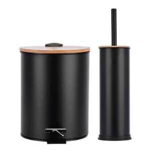 Estia Σετ Πιγκάλ Με Χαρτοδοχείο – Κάδο Μπάνιου Bamboo Essentials Με Soft Close 7L Μαύρο Ματ 02-35631
