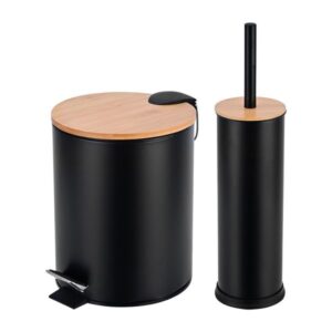 Estia Σετ Πιγκάλ Με Χαρτοδοχείο – Κάδο Μπάνιου Bamboo Essentials Με Soft Close 7L Μαύρο Ματ 02-35631 - Image 2