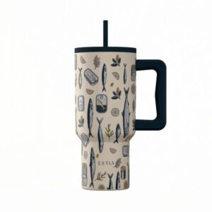 Estia Θερμός Ποτήρι Straw Tumbler XL 900ml Save The Aegean Salt Life 01-41557