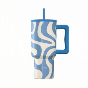 Estia Θερμός Ποτήρι Straw Tumbler XL 900ml Save The Aegean Ocean Waves 01-41571