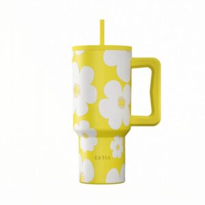 Estia Θερμός Ποτήρι Straw Tumbler XL 900ml Save The Aegean Yellow Daisy 01-41625