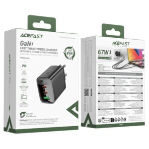 Acefast Φορτιστής Ταξιδίου A108 Fast Charging PD67W GaN Με 2xUSB-C Kαι USB-A Μαύρος 284048 - Image 3