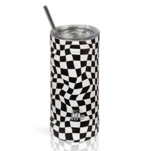 Ecolife Θερμός - Ποτήρι Για Καφέ 500ml Ανοξείδωτο Με Διπλά Τοιχώματα Black And White Squares 33-BO-4185