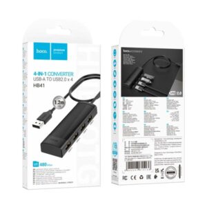 Hoco USB Hub 4 Θέσεων USB 2.0 Easy Safety 5V/3A 1.2m HB41 Μαύρο 615136 - Image 5