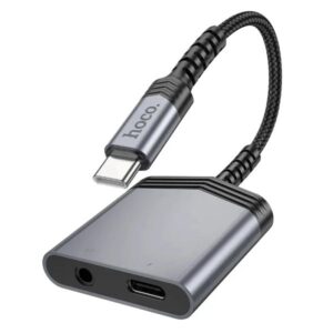 Hoco Αντάπτορας USB-C Σε 1xUSB-C Και 1x3.5mm Για Τροφοδοσία Και Ηχο LS39 Γκρι 629355