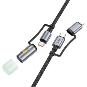 Hoco Καλώδιο Σύνδεσης U138 USB-C/iP Σε USB-C/Φακό 3A PD60W Braided 1.2m Μαύρο 639002