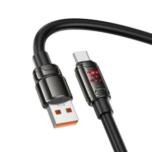 Hoco Καλώδιο Σύνδεσης U143 Joy 1.2m USB-A Σε USB-C 5A RGB Φωτισμό Με Ενισχυμένο PVC Anti-Bend Καλώδιο Μαύρο 661058
