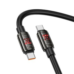 Hoco Καλώδιο Σύνδεσης U143 Joy 1.2m USB-C Σε USB-C 240W PD3.1 5A RGB Φωτισμό Με Ενισχυμένο PVC Anti-Bend Καλώδιο Μαύρο 661065