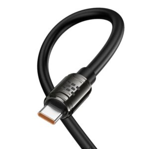 Hoco Καλώδιο Σύνδεσης U143 Joy 1.2m USB-C Σε USB-C 240W PD3.1 5A RGB Φωτισμό Με Ενισχυμένο PVC Anti-Bend Καλώδιο Μαύρο 661065 - Image 2