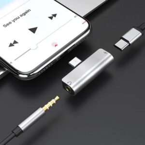 Hoco Αντάπτορας 2 Σε 1 USB-C Σε USB-C Και 3.5mm 1.5A LS26 Ασημί 705884