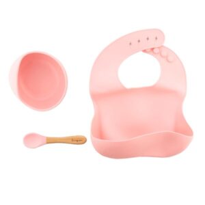 Zingies Σετ Φαγητού Σιλικόνης Bowie 3 Τεμαχίων Pink BOWIE-PN