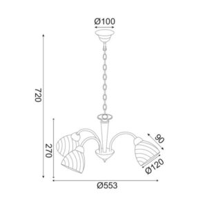 Aca Φωτιστικό Κρεμαστό Τρίφωτο 3xΕ14 Φ56cm Byron Χρώμιο DLX7393 - Image 2