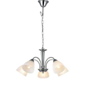 Aca Φωτιστικό Κρεμαστό Τρίφωτο 5xΕ14 Φ56cm Byron Χρώμιο DLX7395